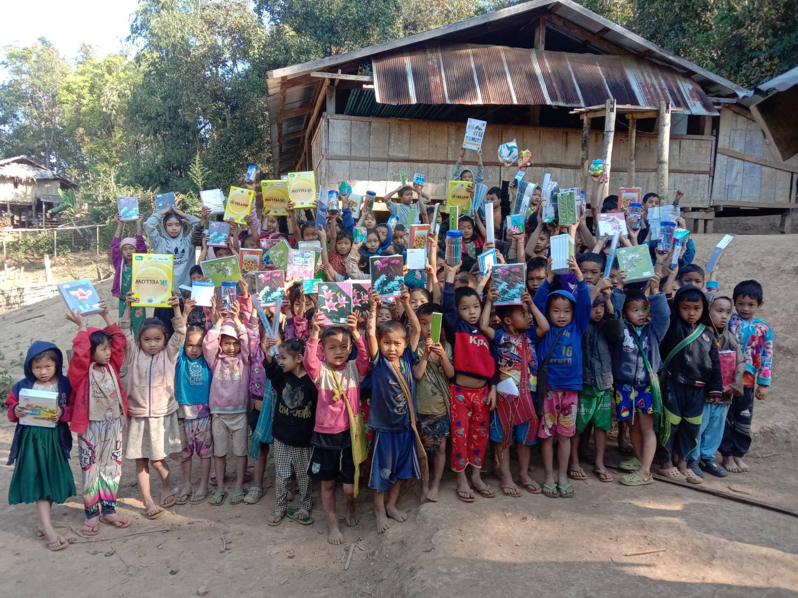 School supplies distributed in rural Karen State (Burma / Myanmar) 2024